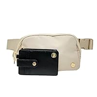 Waist Pack, Crossbody Belt Bag & Wallet - Fashionable Fanny Pack for Men & Women - Water Resistant Nylon (Natural Beige)