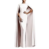 Women's Mermaid Mother of The Bride Party Prom Dress with Cape