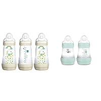 MAM Easy Start Anti-Colic Bottle, Baby Essentials, Medium Flow Bottles with Silicone Nipple & Easy Start Matte Anti-Colic Baby Bottles, 5oz (2 Count), Slow Flow Nipples, Baby Boy