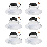 HALO 4 inch Recessed LED Can Light – Retrofit Ceiling & Shower Downlight – 3000K -Baffle White Trim (6 Pack)