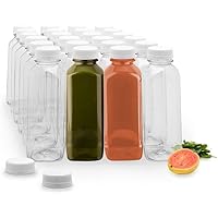 24-PACK 16oz Empty Plastic Juice Bottles with Caps, Reusable Water Bottles, Clear Bulk Drink Containers with Black Tamper Evident Lids for Juicing, Smoothie, Drinking and Other Beverages