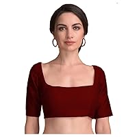 Women's Readymade Banglori Silk Maroon Blouse For Sarees Indian Bollywood Designer Padded Stitched Choli Crop Top