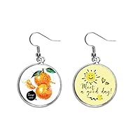Tangerine Fruit Tasty Healthy Watercolor Ear Drop Sun Flower Earring Jewelry Fashion