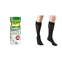 Benefiber Healthy Shape Prebiotic Fiber Powder 33 Servings and Truform Sheer Compression Stockings Women's Knee High 20 Denier Black Medium
