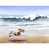 Cavalier King Charles Spaniel at the Beach Art Print by Watercolor Artist DJ Rogers