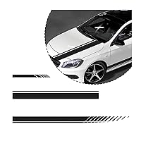 Car Hood Stripe Sticker, 1Set 3Pairs Racing Decal Stickers for Auto Body Side, Vinyl Modified Decoration for Vehicles Skirt Roof Hood Bumper Stripes Decor, Universal Size (Black)