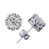 1Pair Lady Girl Earrings Silver Crown Diamond Ear Studs Jewelry Accessories Love Gift Practical design