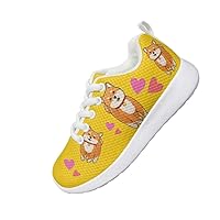 Children's Sneakers Cute Shiba Inu Design Shoe Mesh Breathable Comfortable Sole Soft Earthquake Resistant Jogging Travel Sneakers Outdoor Sports