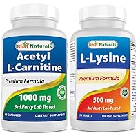 Best Naturals Acetyl L-Carnitine 1000 mg & L-Lysine 500 mg 250 Tablets
