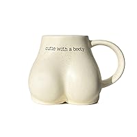 Butt Funny Coffee Mug for Mother's Day Gift, Cute Novelty Gifts Butt Shaped 3d Cup, Ceramic Cream Bum Cheeks Booty Mug, Feminine Female Body Mug Vase, Nice Butt Valentine's Gift, 12oz (Cream)