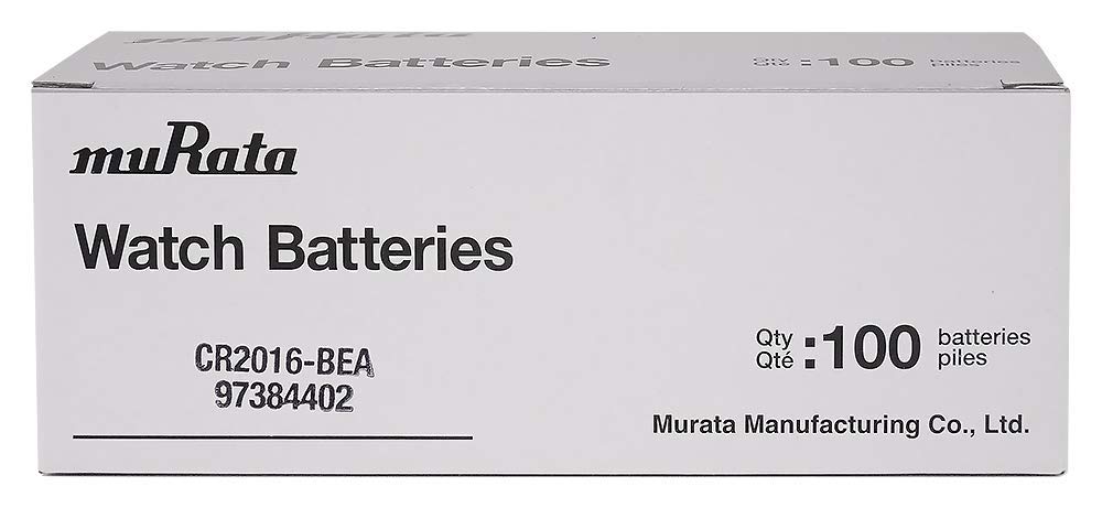 Murata CR2016 Battery DL2016 ECR2016 3V Lithium Coin Cell (100 Batteries)
