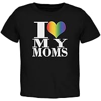 Mother's Day I Love My Lesbian Moms Pride Heart Black Toddler T-Shirt - 4T