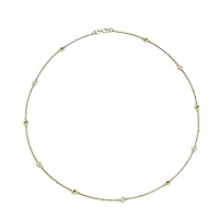 Citrine & Natural Diamond by Yard 11 Station Petite Necklace 0.35 ctw 14K Yellow Gold. Included 18 Inches Gold Chain.
