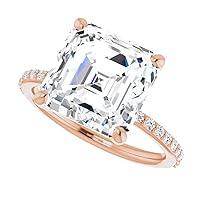 6 CT Asscher Certified Moissanite Statement Bridal Ring Set of 1, Colorless-VVS1 Quality