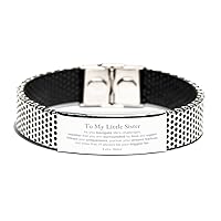 To My Little Sister Supporting Stainless Steel Bracelet, I'll always be your biggest fan, Inspirational Birthday Unique Gifts for Little Sister from Sister