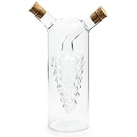Fox Run 7050 Run Grape Motif Oil and Vinegar Cruet Dispenser Bottle, Clear Borosilicate Glass