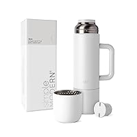 Simple Modern 36oz Insulated Hot Beverage Bottle with 2 Mugs | Travel Coffee Thermos for Hot Drinks | Twist and Pour Top | Commute, Travel, and Picnic Friendly | Roam Collection | Winter White