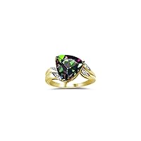 0.04 Ct Diamond & 4.01 Cts AAA Mystic Fire Topaz Ring in 14K Two Tone Gold