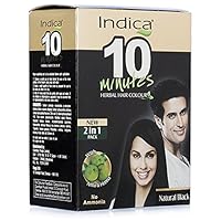 Indica 10 Minutes Natural Black Herbal Hair Colour Powder 85 gm (8 Sachet)