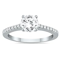 AGS Certified 1 1/8 Carat TW Diamond Ring in 14K White Gold (H-I Color, I1-I2 Clarity)