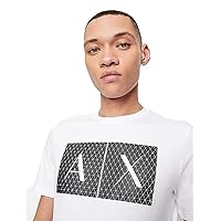 A|X ARMANI EXCHANGE mens Crew Neck Logo Tee T Shirt, Grid Logo White, Small US