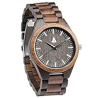 Treehut Wooden Watches for Men, Japanese Quartz Movement, Stylish Exotic Wrist Watch with Stainless Steel Buckle, Adjustable Straps, Watch Made from Ebony Wood, Relojes para Hombre