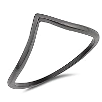 CHOOSE YOUR COLOR Sterling Silver Pointed Chevron Ring