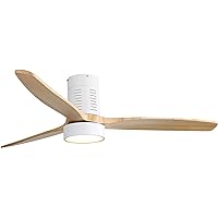 52'' Low Profile Ceiling Fan with Lights Remote Control Wood Blades Reversible DC Motor Modern Ceiling Fan for Kitchen, Bedroom, Basement, Dining, Living Room Light Wood
