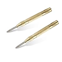 Automatic Center Punch - 5 inch Brass Spring Loaded Center Hole Punch with Adjustable Tension, Hand Tool for Metal or Wood - Pack of 2