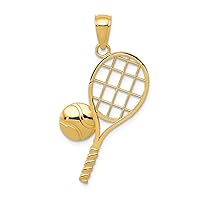 14k Yellow Gold Bright Cut Tennis Racquet Charm