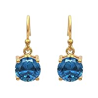 Multi Choice Round Shape Gemstone 925 Sterling Silver Yellow Gold Plated Solitaire Earring