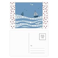 Sea Wave Boat Landscape Cloud Illustration Christmas Christmas Flower Celebration Postcard Blessing Mailing Card