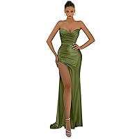 Bridesmaid Dresses Strapless Formal Party Dresses Mermaid Satin Ball Gown MQ012