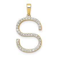 14k Gold Diamond Letter S Initial Pendant Necklace Measures 17.35x11.12mm Wide Jewelry for Women