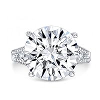 Kiara Gems 10 CT Round Moissanite Engagement Ring Wedding Eternity Band Solitaire Halo Silver Jewelry Anniversary Promise Ring Gift