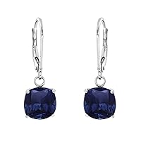 Multi Choice Cushion Shape Gemstone 925 Sterling Silver Solitaire Dangle Drop Earring