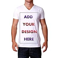 Custom Mens V-Neck T-Shirts Design Your Own Text or Image Adult Unisex Shirt