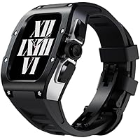 Luxury Titanium Alloy Watch Case Rubber Watch Strap，For Apple Watch 44mm 45mm Series，Men Women Metal Bezel Rubber Sport Bands，For Iwatch 9 8 7 6 5 4 SE Replace Accessories