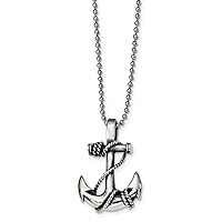Stainless Steel and Polished Nautical Ship Mariner Anchor Necklace 22 Inch Measures 24.88mm Wide Jewelry for Women