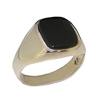Solid 925 Sterling Silver Natural Onyx Mens Gents Signet Ring - Sizes 6 to 13 Available