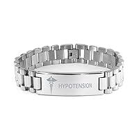 Medical Ladder Stainless Steel Bracelet, Hypotension Awareness, Medical Symbol, SOS Emergency Health Life Alert ID Engraved Stainless Steel Silver Jewelry Adjustable Bracelet For Men Women Teen