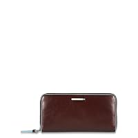 Piquadro Zipper Women's Wallet with Three Gussets, Coin Pocket and Credit Card Slots, Mahogany, One Size