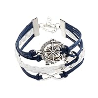 SBI Jewelry Ocean Anchor Leather Wrap Bracelets for Men Brown Leather Bracelet for Women for Boy Girls Father Dad Mum Birthday Grandpa Grandson