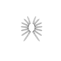 14K White Gold VS Clarity Genuine Diamond 22 mm Rising Sun Earrings Fine Jewelry
