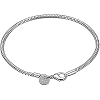 PULABO Silver 3MM Snake Chain Bracelet for Women Men Teen Girls, Charm Bracelet Jewelry Creative
