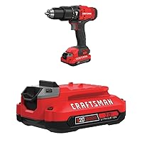 CRAFTSMAN V20 Cordless Hammer Drill Kit with EXTRA Lithium Ion Battery, 2.0-Amp Hour (CMCD711C2 & CMCB202)