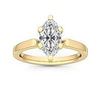 1-5 Carat (ctw) Yellow Gold Pear Cut LAB GROWN Diamond Three Prong Set Solitaire Engagement Ring [ Color E-F, Clarity VS2-SI1 ]