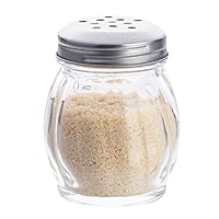 Restaurantware RW Base 6 Ounce Shaker Bottle 1 Foodservice Cheese Shaker - with Stainless Steel Perforated Lid For Kitchen Or Restaurant Clear Glass Pizza Shaker