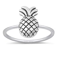 Oxidized Pineapple Fashion Ring New .925 Solid Sterling Silver Band Sizes 4-10