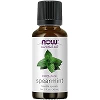 NOW Essential Oils, Spearmint Oil, Stimulating Aromatherapy Scent, Steam Distilled, 100% Pure, Vegan, Child Resistant Cap, 1-Ounce